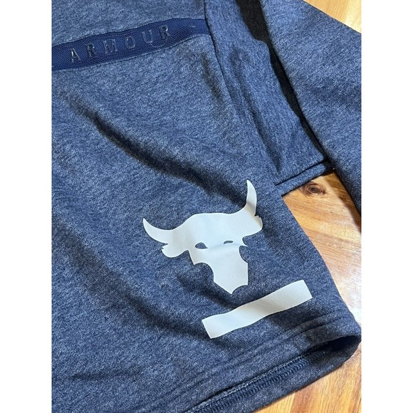 Under Armour Small Project‎ Rock Cropped Fleece Pullover Hoodie Navy Oversized - Picture 2 of 5